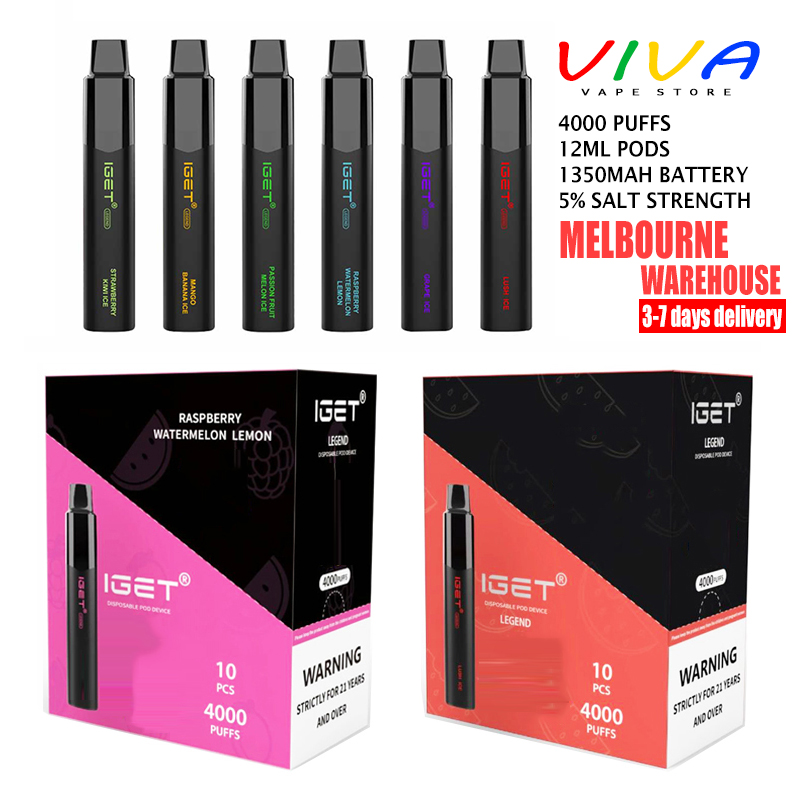 Original iGet Legend E Cigarette iGets 4000 Puffs Disposable Vape Pen Pod 1350mAh 12ml Prefilled Carts i Get Vapors Australian Electronic Cigarettes Vapes
Original iGet Legend E Cigarette iGets 4000 Puffs Disposable Vape Pen Pod 1350mAh 12ml Prefilled Carts i Get Vapors Australian Electronic Cigarettes Vapes