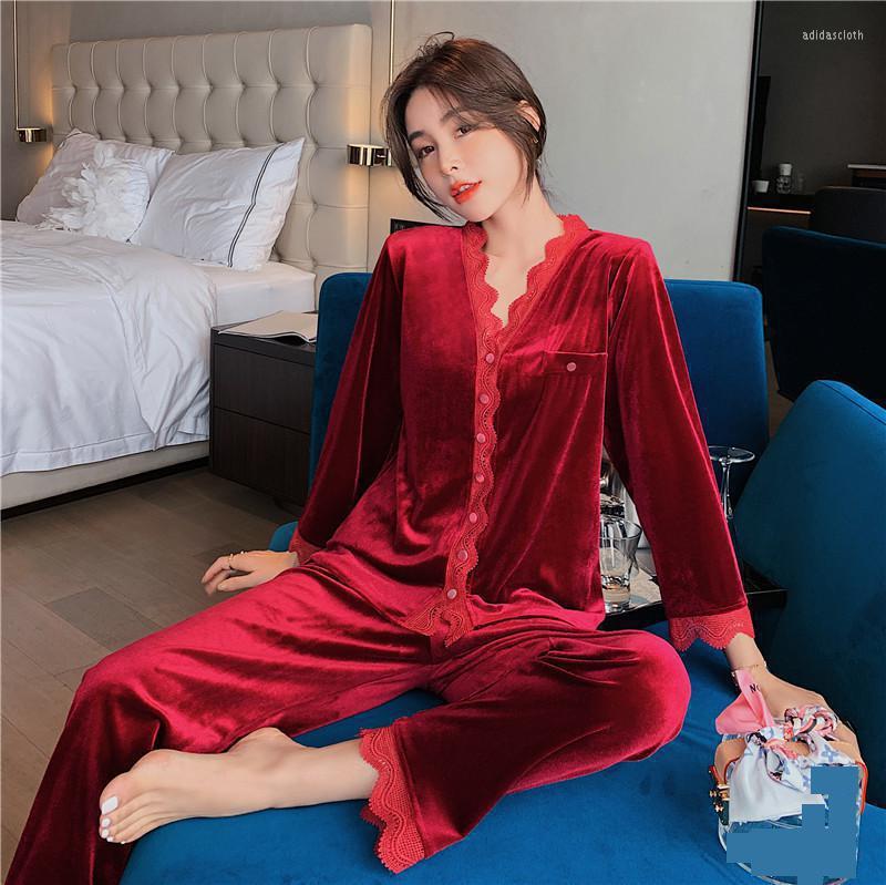 Women's Sleepwear Velour Lace Sexy Cardigan Nightwear Long Pants Pyjamas Suit 2PCS Autumn Winter Pajamas Sets Intimate Lingerie Homewear, White
Women's Sleepwear Velour Lace Sexy Cardigan Nightwear Long Pants Pyjamas Suit 2PCS Autumn Winter Pajamas Sets Intimate Lingerie Homewear, White