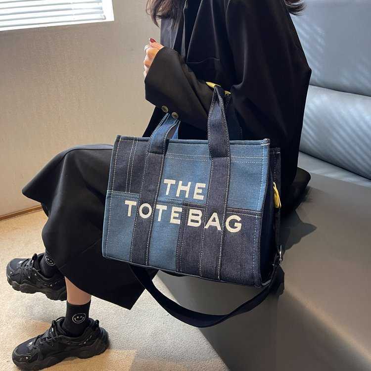 Bag Women's 2023 New Embroidery Letter Handheld Crossbody Bag Denim Blue Splice Tote Bag, Black5
Bag Women's 2023 New Embroidery Letter Handheld Crossbody Bag Denim Blue Splice Tote Bag, Black5