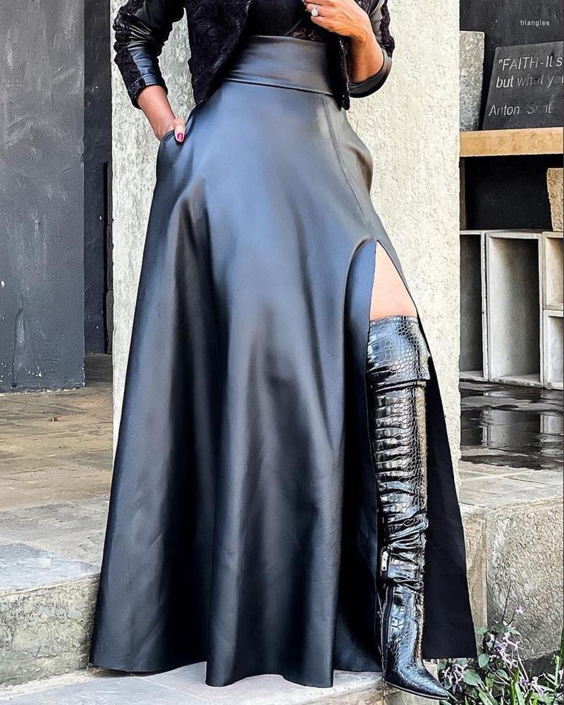 Skirts Women' Plain High Slit PU Leather Maxi Skirt 2023 Femme Sexy Waist Bodycon Office Lady Clothing Pencil Black
Skirts Women' Plain High Slit PU Leather Maxi Skirt 2023 Femme Sexy Waist Bodycon Office Lady Clothing Pencil Black