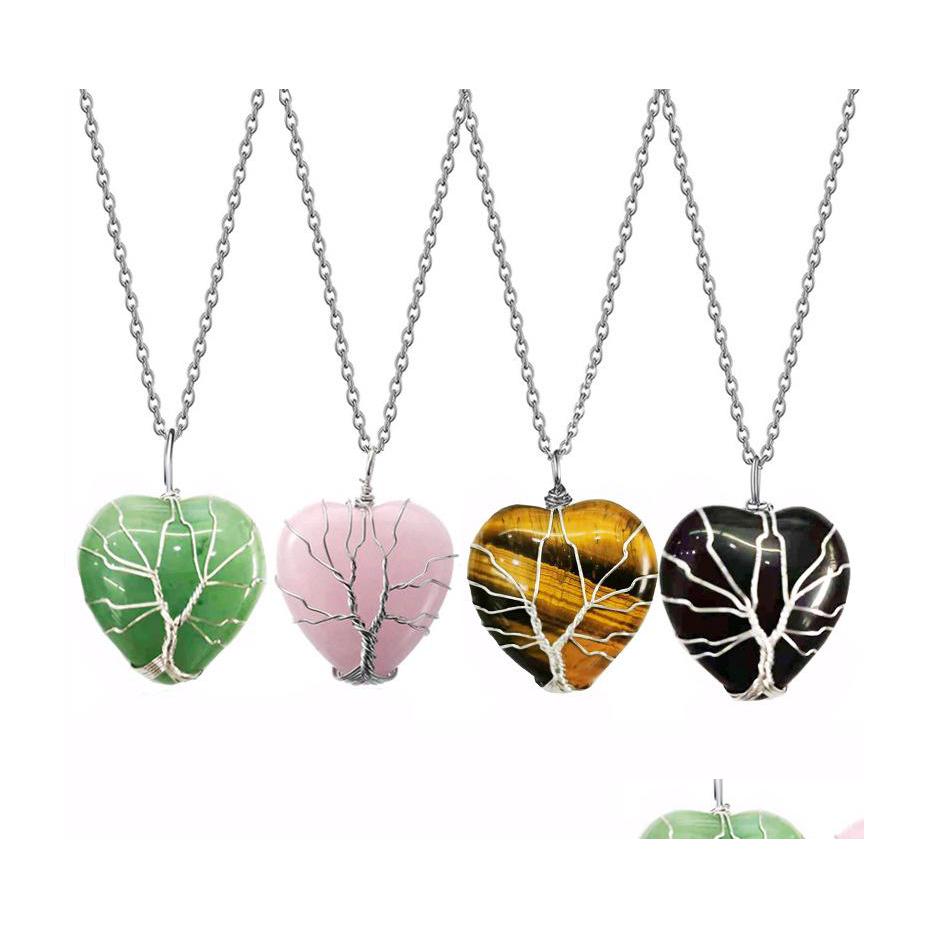 Pendant Necklaces Natural Stone Wire Wrap Tree Of Life Tigers Eye Opal Amethysts Quartz Crystal Chakra Reiki Healing Necklace For Wo Dh4De
Pendant Necklaces Natural Stone Wire Wrap Tree Of Life Tigers Eye Opal Amethysts Quartz Crystal Chakra Reiki Healing Necklace For Wo Dh4De