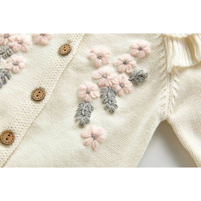 Clothing Sets Spring Autumn Infant Baby Girls Knit Long Sleeve Flower Coat Braces Rompers Clothing Sets Kids Girl Suit Clothes 0-3Yrs 230217