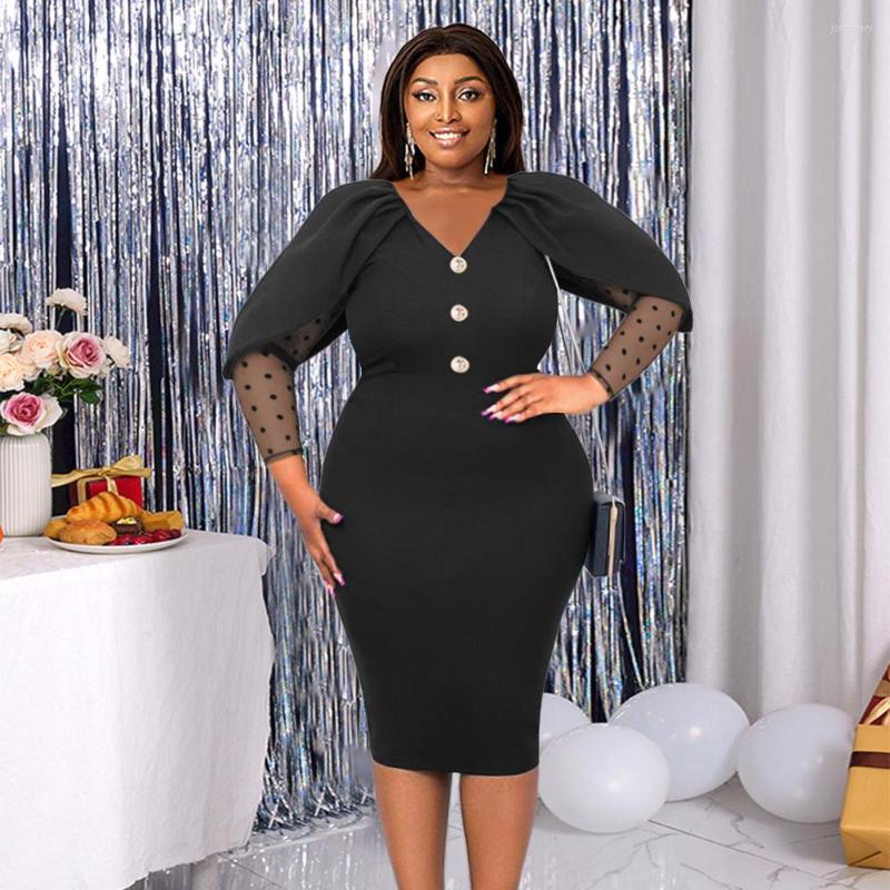 Plus Size Dresses Women Party Fashion V-Neck Button Dress Casual Commute Lady Mesh Patch Cape Long Sleeve Solid Color, Black
Plus Size Dresses Women Party Fashion V-Neck Button Dress Casual Commute Lady Mesh Patch Cape Long Sleeve Solid Color, Black
