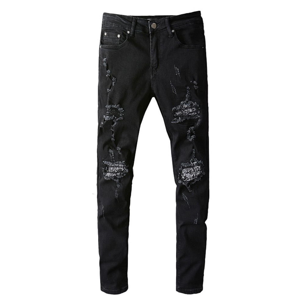 Men's Jeans Bandanna Paisley Patchwork Ripped Streetwear Slim Skinny Stretch Denim Pants High Quality 230216, Black
Men's Jeans Bandanna Paisley Patchwork Ripped Streetwear Slim Skinny Stretch Denim Pants High Quality 230216, Black