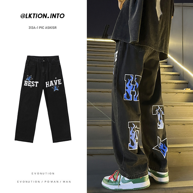 Men's Jeans Korean Style Autumn Letter Printed Denim Pants Men Streetwear Washed Jean Neutral Hip Hop Loose Straight Casual 230216, Blue
Men's Jeans Korean Style Autumn Letter Printed Denim Pants Men Streetwear Washed Jean Neutral Hip Hop Loose Straight Casual 230216, Blue