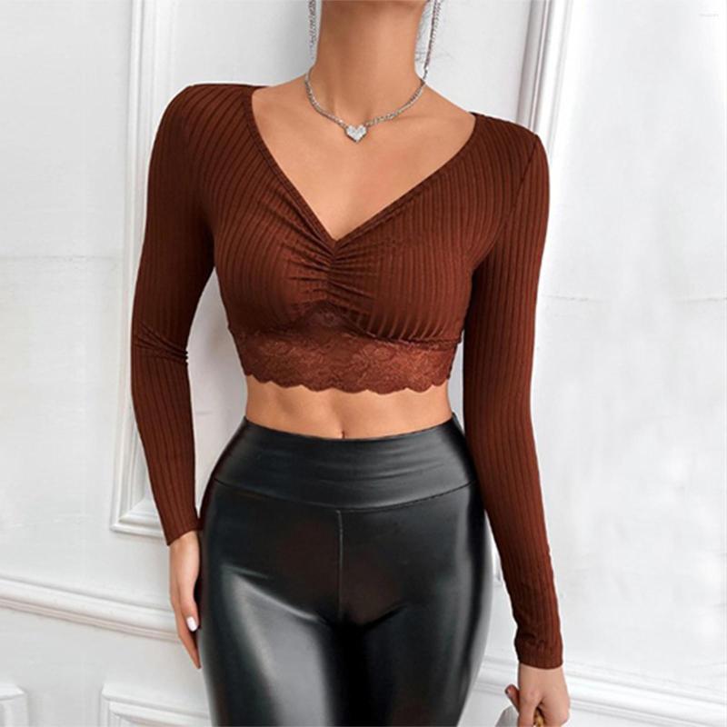 Women' T Shirts 2023 Women' Fashion Deep V Neck Crop Top Casual Lace Trim Long Sleeve Ribbed T-Shirt Slim Fit Party Clubwear Femme, Beige b
Women' T Shirts 2023 Women' Fashion Deep V Neck Crop Top Casual Lace Trim Long Sleeve Ribbed T-Shirt Slim Fit Party Clubwear Femme, Beige b