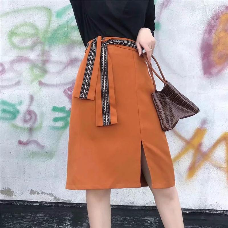 Skirts 2023 Summer Casual Solid Women Mid-half With Belet Female Vintage Orange High Waist A-line Slit Skirt, Black
Skirts 2023 Summer Casual Solid Women Mid-half With Belet Female Vintage Orange High Waist A-line Slit Skirt, Black