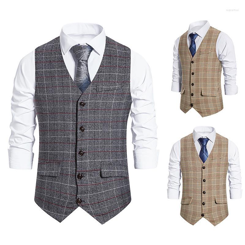 Men' Vests Men' Vest Wedding Slim Suit Plaid Single Breasted Sleeveless Formal Dress Workwear Waistcoat, Khaki
Men' Vests Men' Vest Wedding Slim Suit Plaid Single Breasted Sleeveless Formal Dress Workwear Waistcoat, Khaki