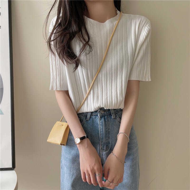 Women' T Shirts Candy Color Korean Version Round Neck Knitted Short-sleeved Summer All-match Breathable And Comfortable TopWomen, Beige
Women' T Shirts Candy Color Korean Version Round Neck Knitted Short-sleeved Summer All-match Breathable And Comfortable TopWomen, Beige