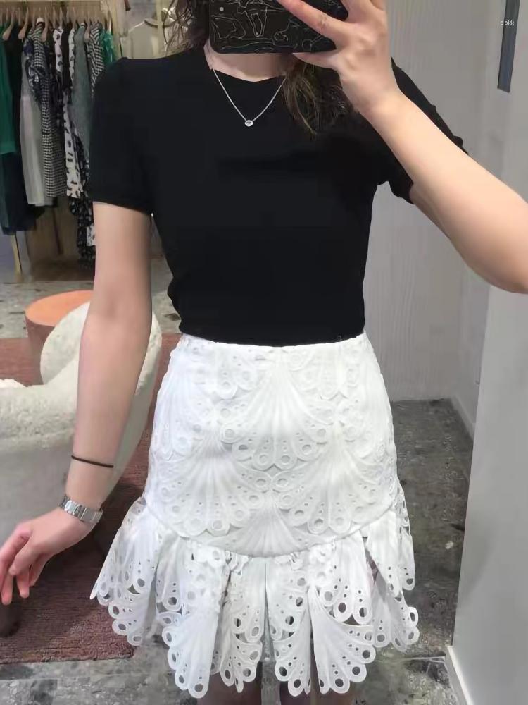 Skirts Spring Summer Women' Short Hip Skirt White Casual Fashion Ladies High Waist Ruffles Hollow Out A-Line Mini Jupe MAJ
Skirts Spring Summer Women' Short Hip Skirt White Casual Fashion Ladies High Waist Ruffles Hollow Out A-Line Mini Jupe MAJ
