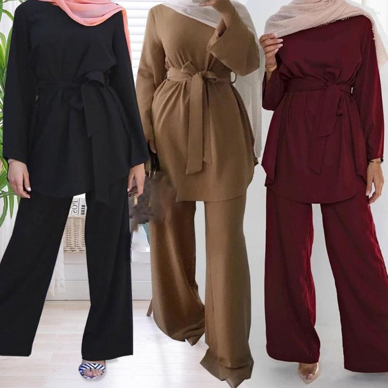 Ethnic Clothing Muslim Sets Lace Up Suit Women Casual Wide-legged Pants Modest Islamic 2 Pieces 2023 Autumn
Ethnic Clothing Muslim Sets Lace Up Suit Women Casual Wide-legged Pants Modest Islamic 2 Pieces 2023 Autumn
