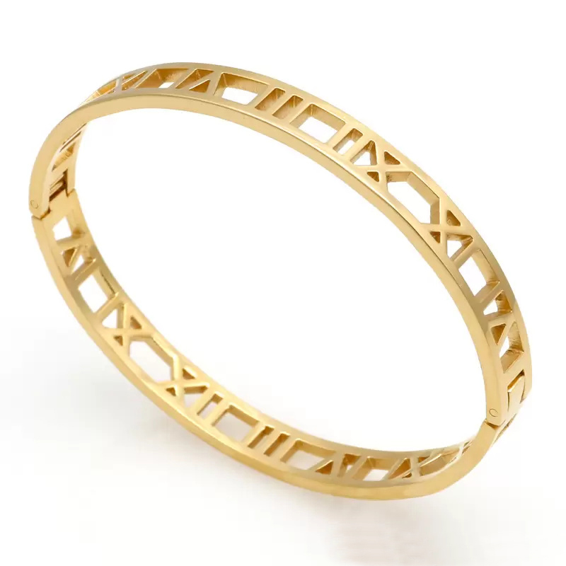 Fashion Silver Stainless Steel Shackle Roman Bracelet Jewelry Rose Gold Bangles Bracelets For Women Love Bracelet