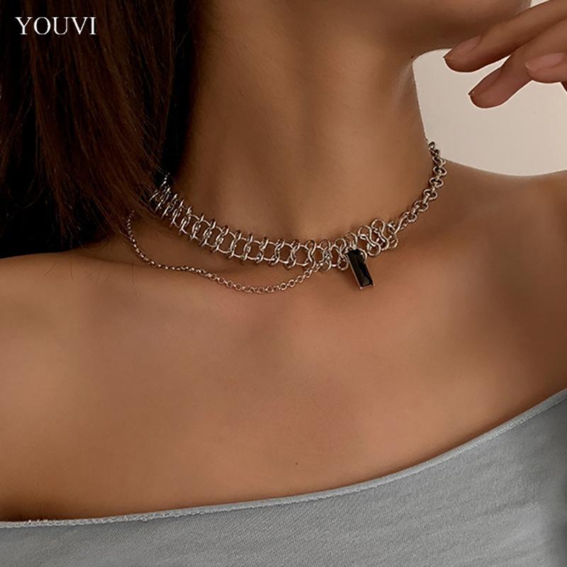 Chains Stainless Steel Goth Necklace For Women Balck Crystal Choker Neck Couple Pendants Women's Chain JewelryChains
Chains Stainless Steel Goth Necklace For Women Balck Crystal Choker Neck Couple Pendants Women's Chain JewelryChains