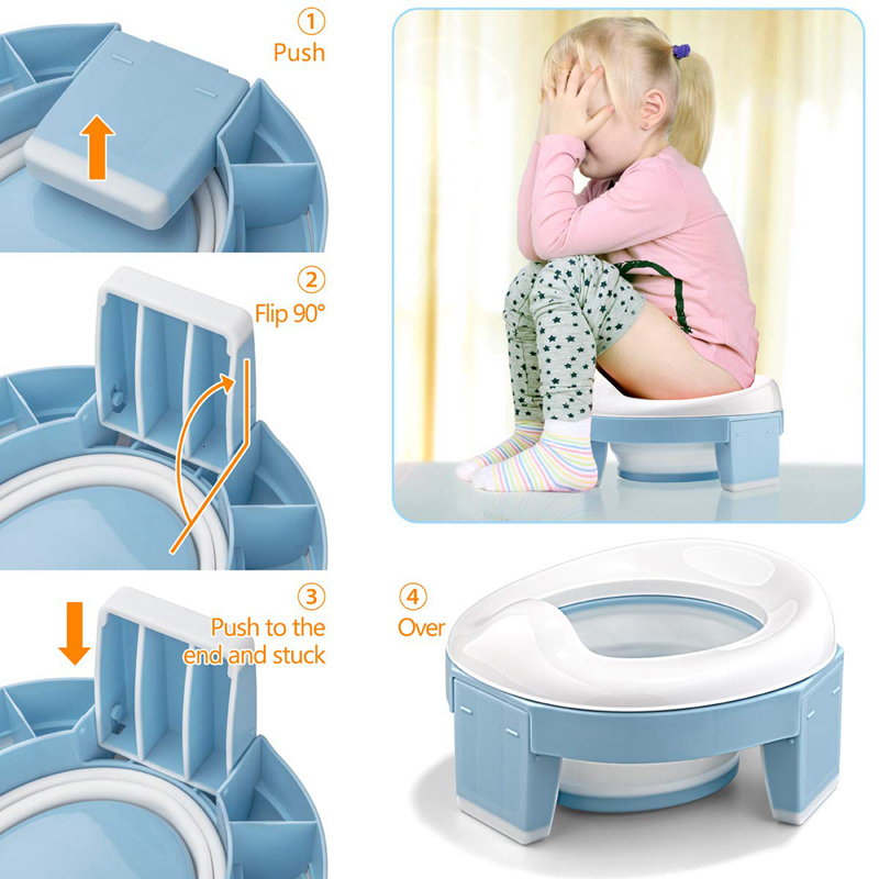 Seat Covers Baby Pot Portable Potty Training Seat for Toddler Kids Foldable Training Toilet for Travel with Travel Bag and Storage Bag 230217