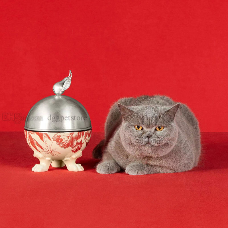 Designer Cat Bowls,Raised Dog Food and Water Bowl set,Porcelain Pet Dish with Stand,Stress Free, Backflow Prevention, Dishwasher and Microwave Safe He