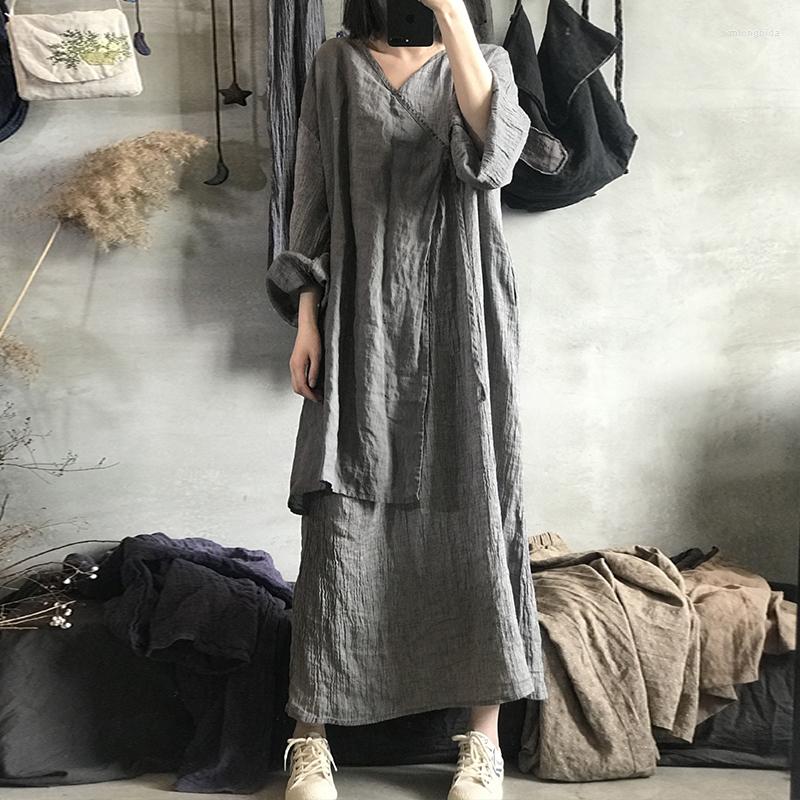 Casual Dresses Johnature Women Linen A-Line Patchwork 2023 Autumn Full Sleeve V-neck Female Chinese Style Belt Dress, Gray
Casual Dresses Johnature Women Linen A-Line Patchwork 2023 Autumn Full Sleeve V-neck Female Chinese Style Belt Dress, Gray