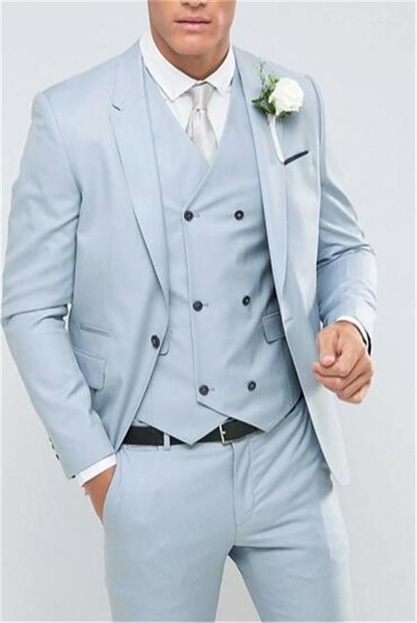 Men's Suits Sky Blue Notch Lapel Men Groom Tuxedos Wedding For 3 Pieces (Jacket Pants Vest Bowties) Groomsman Custom, As the image
Men's Suits Sky Blue Notch Lapel Men Groom Tuxedos Wedding For 3 Pieces (Jacket Pants Vest Bowties) Groomsman Custom, As the image