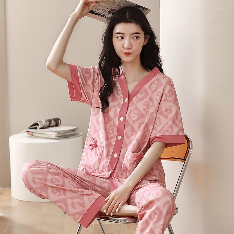 Women's Sleepwear Women Pijamas Cotton Ladies Short Sleeve Female Leisure Homewear, Ysh911