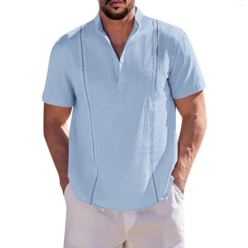Men's T Shirts Mens Spring And Summer Solid Color Cotton Linen With Holes Lapels Half Buttoned Short Sleeved, Beige
Men's T Shirts Mens Spring And Summer Solid Color Cotton Linen With Holes Lapels Half Buttoned Short Sleeved, Beige