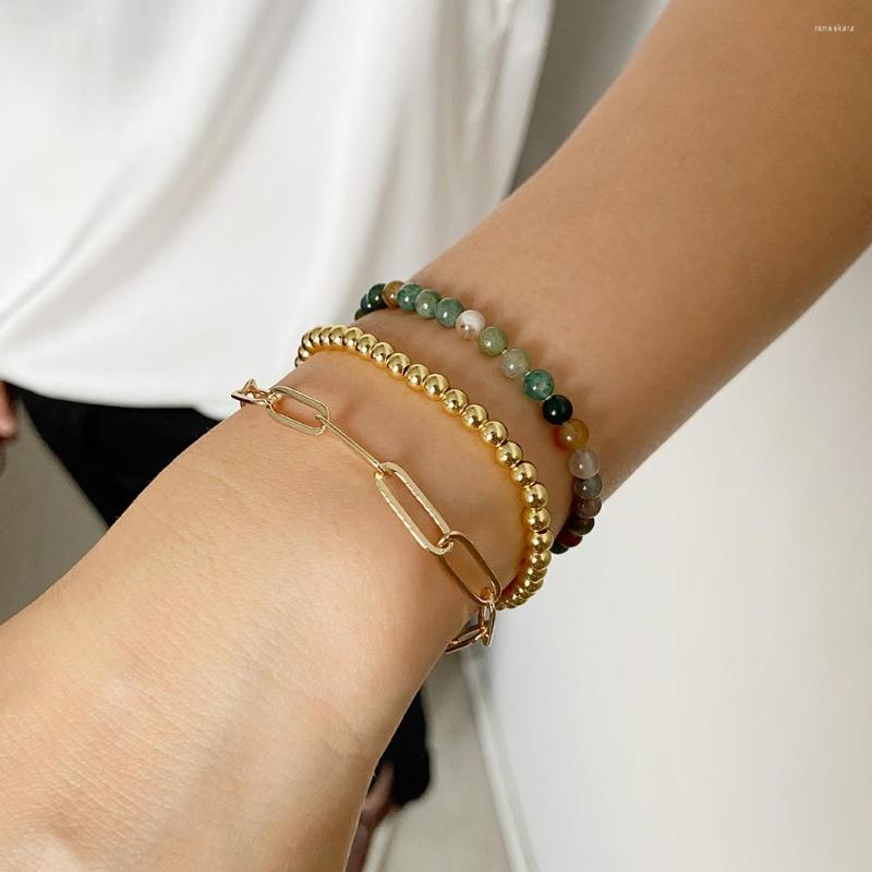 Strand 3PCS/Set Gold Color Simple Chain Bracelets Natural Stone Agates Lava Bohemian Women Gilrls Friend Jewelry
Strand 3PCS/Set Gold Color Simple Chain Bracelets Natural Stone Agates Lava Bohemian Women Gilrls Friend Jewelry