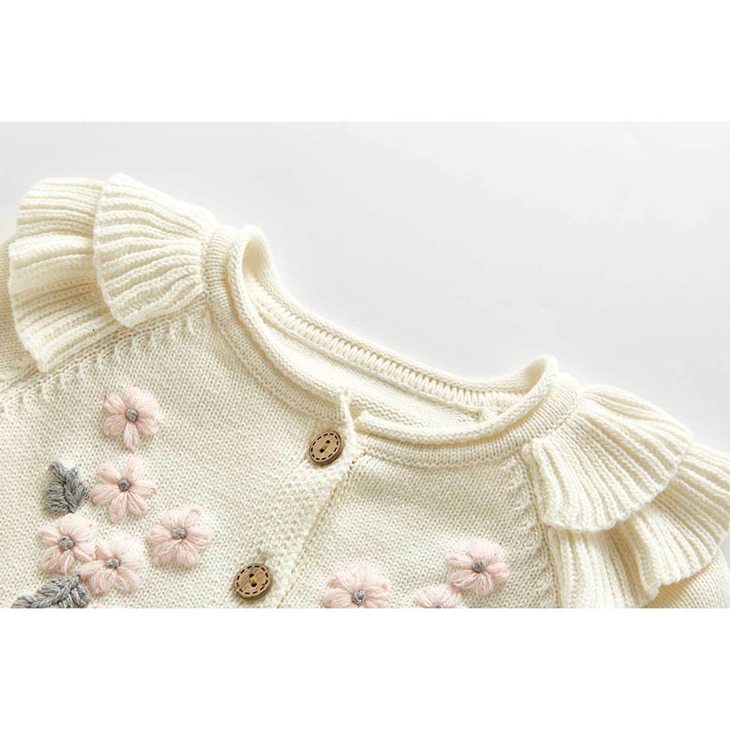 Clothing Sets Spring Autumn Infant Baby Girls Knit Long Sleeve Flower Coat Braces Rompers Clothing Sets Kids Girl Suit Clothes 0-3Yrs 230217