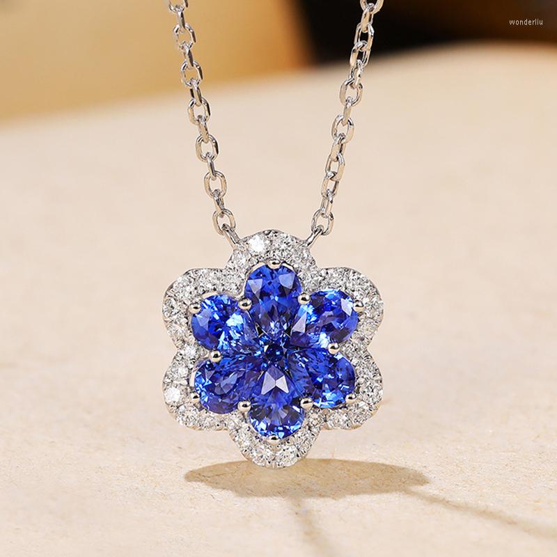 Chains Exquisite Elegant Royal Blue Flower Pendent Necklace For Women White Gold Plated Zircon Clavicle Chain Fashion Christmas Gift
Chains Exquisite Elegant Royal Blue Flower Pendent Necklace For Women White Gold Plated Zircon Clavicle Chain Fashion Christmas Gift