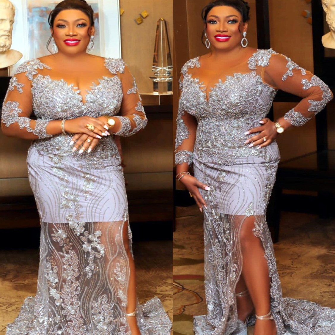 2023 Arabic Aso Ebi Mermaid Silver Prom Dresses Sequined Lace Evening Formal Party Second Reception Birthday Engagement Bridesmaid Gowns Dress ZJ703, Hunter
2023 Arabic Aso Ebi Mermaid Silver Prom Dresses Sequined Lace Evening Formal Party Second Reception Birthday Engagement Bridesmaid Gowns Dress ZJ703, Hunter