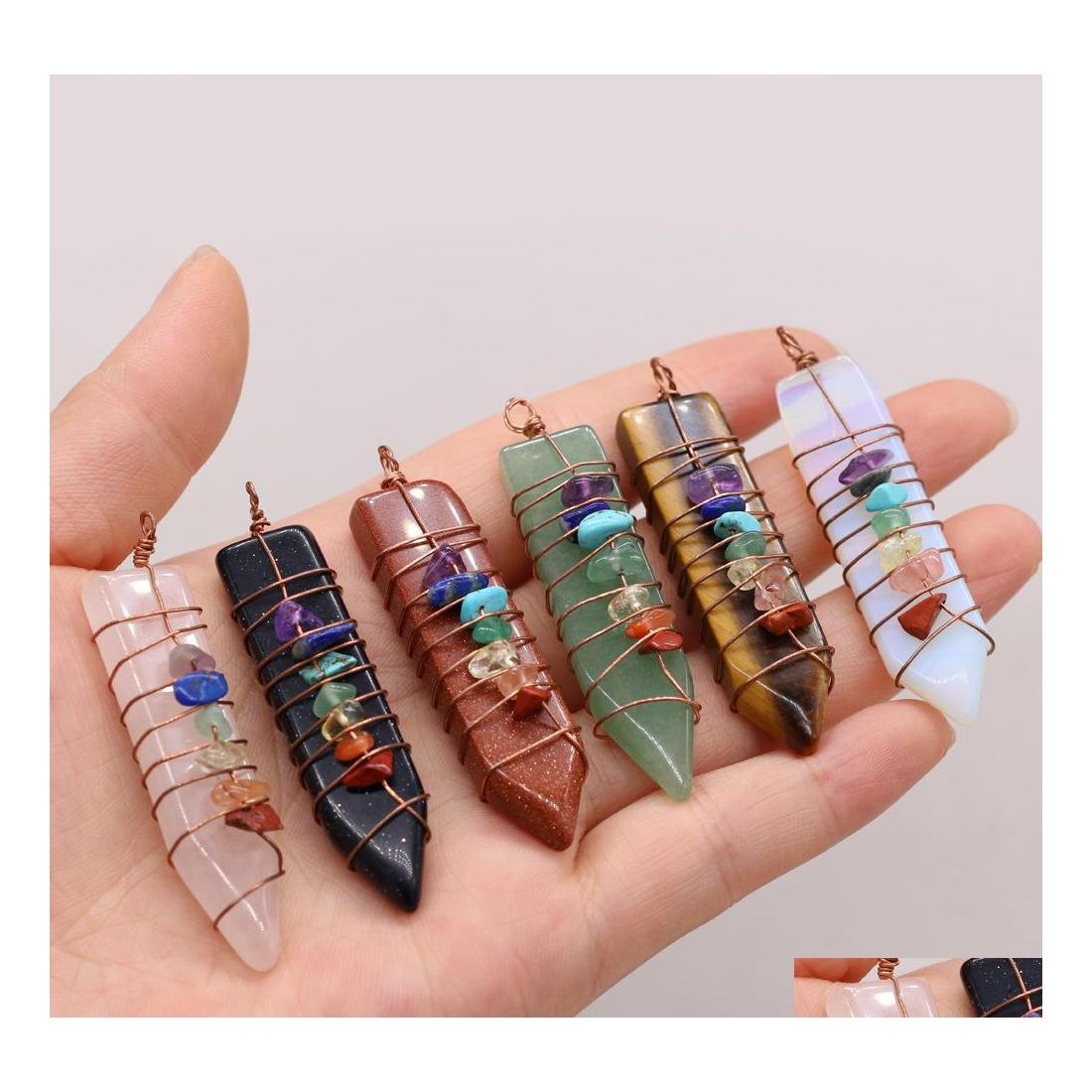 Charms Natural Stone 7 Chakras Wire Wrap Arrowhead Shape Pendum Pendant Rose Quartz Healing Reiki Crystal Finding For Diy Sport1 Dro Dhedl
Charms Natural Stone 7 Chakras Wire Wrap Arrowhead Shape Pendum Pendant Rose Quartz Healing Reiki Crystal Finding For Diy Sport1 Dro Dhedl
