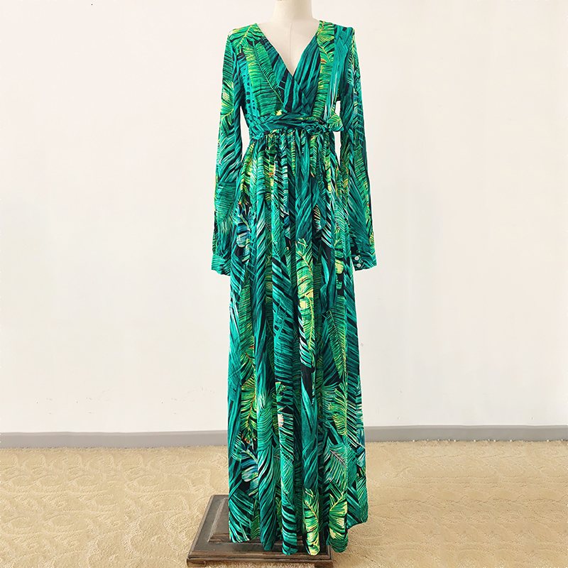 Casual Dresses AECU Vestido Floral Print Boho Maxi Sexy Lady Bohemian Autumn Long Women Beach Female Robes party dresses 230217