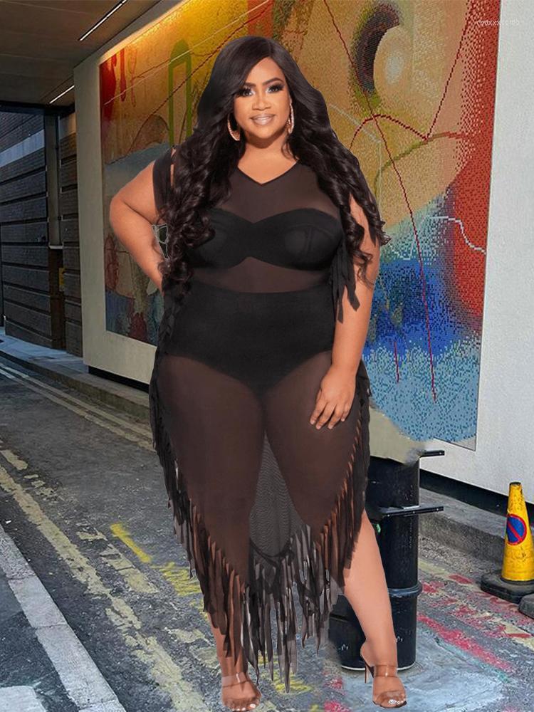 Plus Size Dresses Women Summer Mesh Dress With Tassel Club Wear Transparent See Through Midi Wholesale Bulk Drop, Black
Plus Size Dresses Women Summer Mesh Dress With Tassel Club Wear Transparent See Through Midi Wholesale Bulk Drop, Black