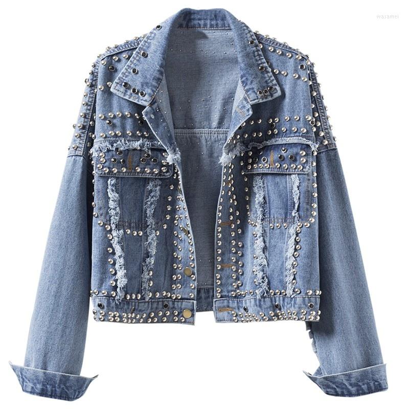 Women's Jackets High Quality Jeans Jacket Hand Studded Rivet Denim Women Loose Short Ladies Basic Coats Streetwear, Black
Women's Jackets High Quality Jeans Jacket Hand Studded Rivet Denim Women Loose Short Ladies Basic Coats Streetwear, Black