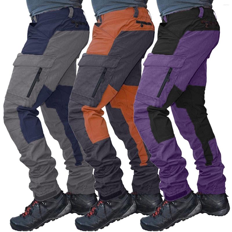 Men's Pants Mens Overalls Two Color Splicing Casual Poplin, Grey