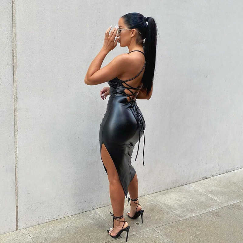 Casual Dresses 2022 New PU Leather Night Store Style Sexy Backless Bandage Solid Color Personalized Split Suspender Dress Z0216, Black
Casual Dresses 2022 New PU Leather Night Store Style Sexy Backless Bandage Solid Color Personalized Split Suspender Dress Z0216, Black