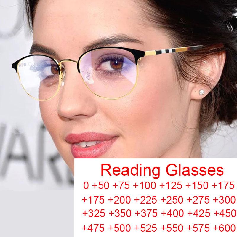 Sunglasses Luxury Metal Round Anti Blue Rays Reading Glasses Transparent Women Eyeglasses Optical Eyewear Stripe Acetate Farsighted GlassesS
Sunglasses Luxury Metal Round Anti Blue Rays Reading Glasses Transparent Women Eyeglasses Optical Eyewear Stripe Acetate Farsighted GlassesS