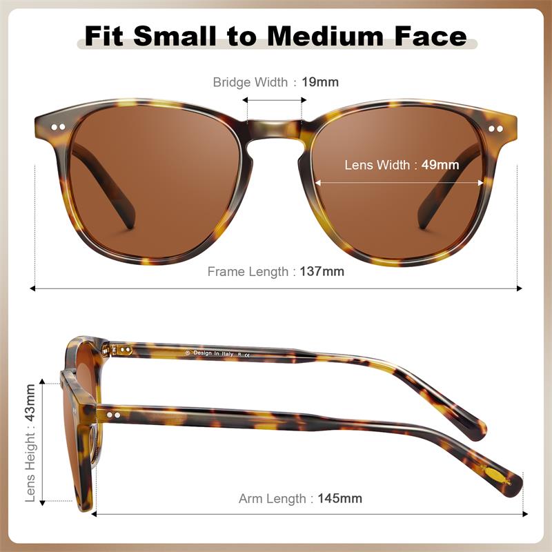 Carfia Retro Polarized Sunglasses for Women Small and Medium Face UV Protection, Handcrafted Acetate Frame Sunnies