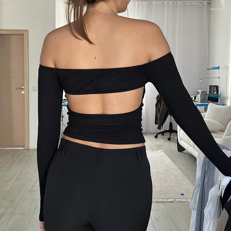 Women' Sweaters Lack Backless Sexy Women Long Sleeve T Shirts Off Shoulder Y2K Crop Top 2023 Autumn O Neck Skinny Basic Tees Streetwear, Black
Women' Sweaters Lack Backless Sexy Women Long Sleeve T Shirts Off Shoulder Y2K Crop Top 2023 Autumn O Neck Skinny Basic Tees Streetwear, Black