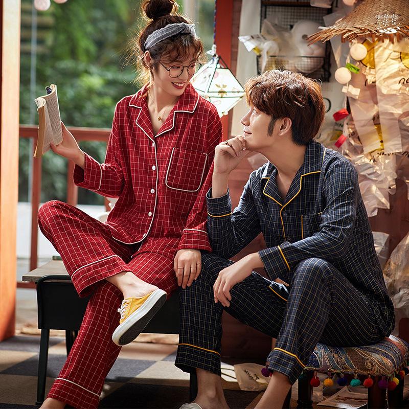 Women's Sleepwear Couple 2PCS Pajamas Set Autumn Winter Cardigan Cotton Plaid Pyjamas Women& Men Long Sleeve Lounge Pijama 3XL
Women's Sleepwear Couple 2PCS Pajamas Set Autumn Winter Cardigan Cotton Plaid Pyjamas Women& Men Long Sleeve Lounge Pijama 3XL