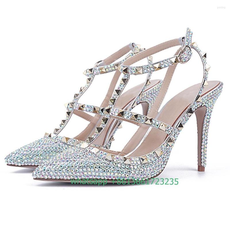 Dress Shoes Rivet Crystal Shiny Sandals Rhinestone Bling Gladiator High Heels Pointed Stiletto Heel Shallow Wedding Pumps Women, As photo
Dress Shoes Rivet Crystal Shiny Sandals Rhinestone Bling Gladiator High Heels Pointed Stiletto Heel Shallow Wedding Pumps Women, As photo