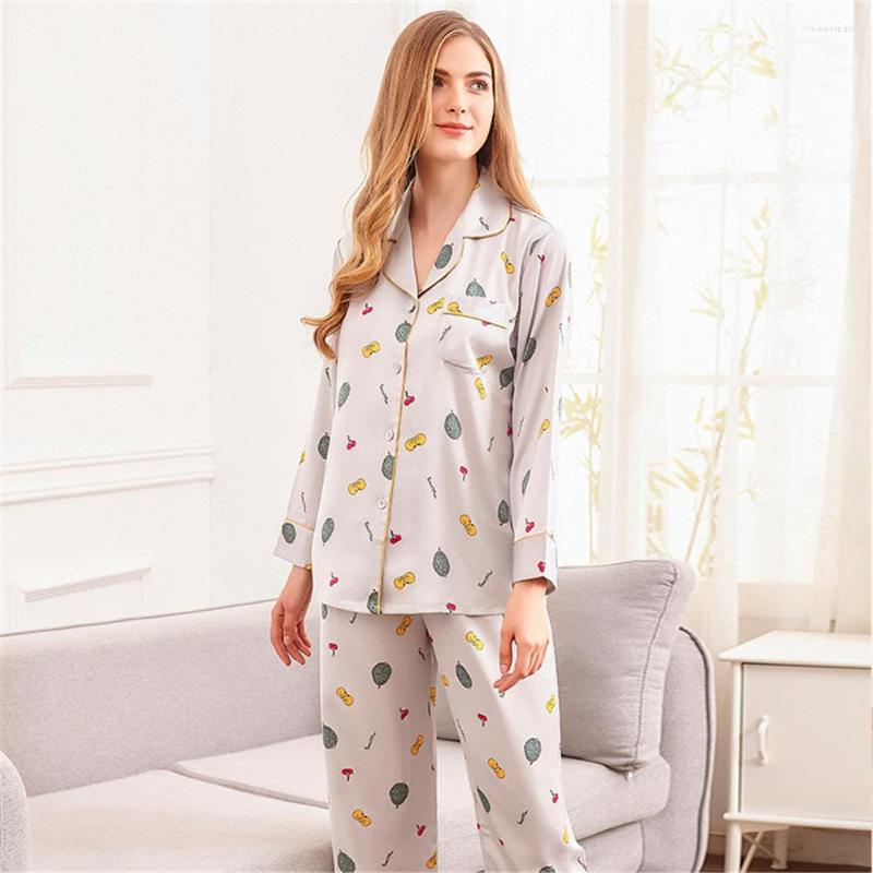 Women's Sleepwear Women's Pajamas Suit Simulation Casual Silk Nightgown Long-sleeved Home Wear Silkautumn And Winter, Gray
Women's Sleepwear Women's Pajamas Suit Simulation Casual Silk Nightgown Long-sleeved Home Wear Silkautumn And Winter, Gray