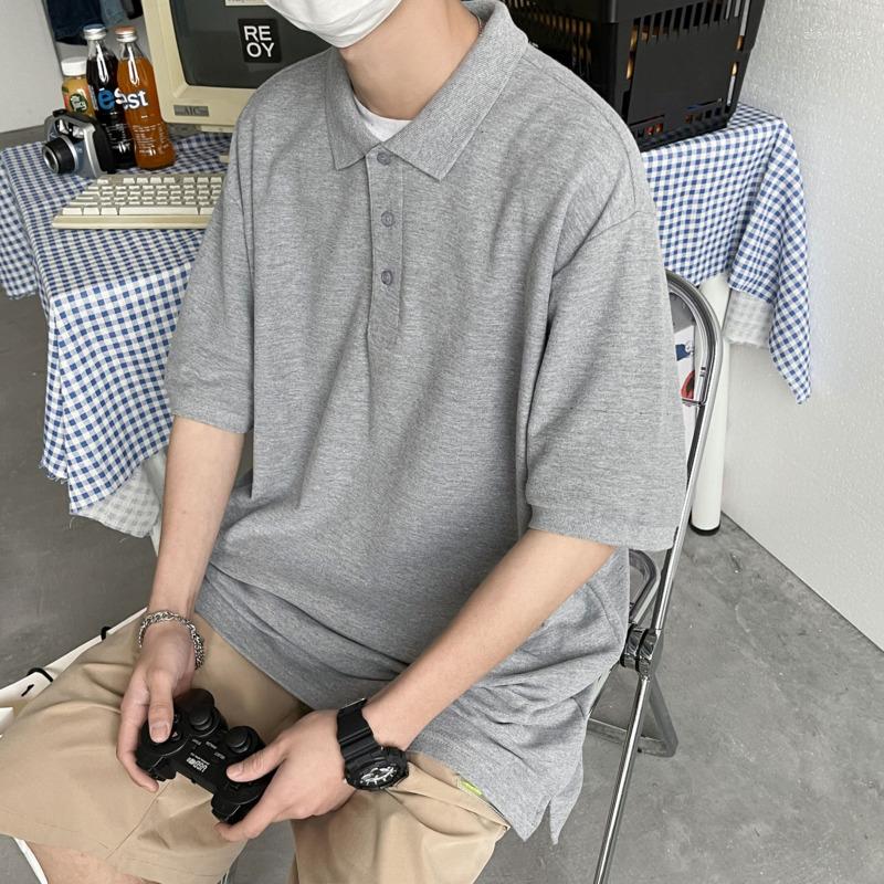 Men's T Shirts Summer Cotton Short-sleeved T-shirt Men Fashion Casual Lapel Shirt Streetwear Korean 6 Colors Loose Polo Mens Tops, Blue
Men's T Shirts Summer Cotton Short-sleeved T-shirt Men Fashion Casual Lapel Shirt Streetwear Korean 6 Colors Loose Polo Mens Tops, Blue