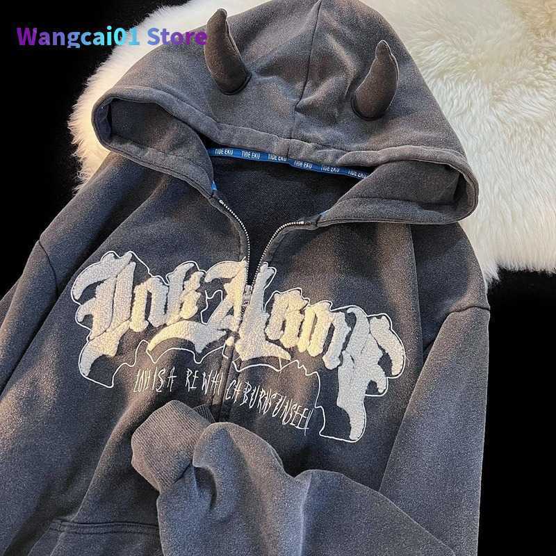 wangcai01 Men's Hoodies Zipper hoodie cute horn tter broidery hooded cardigan street sports sweater men and women retro oversize jacket Y2K autumn 0217H23, Black
wangcai01 Men's Hoodies Zipper hoodie cute horn tter broidery hooded cardigan street sports sweater men and women retro oversize jacket Y2K autumn 0217H23, Black