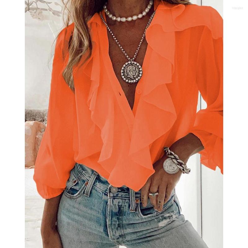 Women' Blouses Spring Autumn Women' Ruffled Top 2023 Femme Long Sleeve V-Neck Button Design Casual Blouse Female Elegant Work Clothing, White
Women' Blouses Spring Autumn Women' Ruffled Top 2023 Femme Long Sleeve V-Neck Button Design Casual Blouse Female Elegant Work Clothing, White