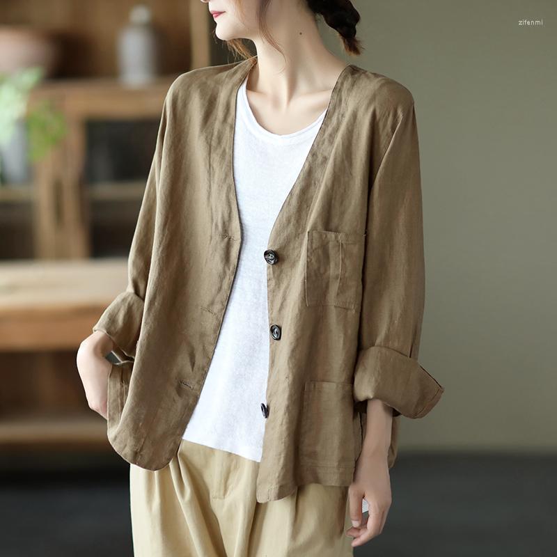 Women's Suits Cotton And Linen Suit Jacket Women's Spring Summer Autumn Korean Fashion Art Thin Sunscreen V-neck Cardigan, Beige
Women's Suits Cotton And Linen Suit Jacket Women's Spring Summer Autumn Korean Fashion Art Thin Sunscreen V-neck Cardigan, Beige