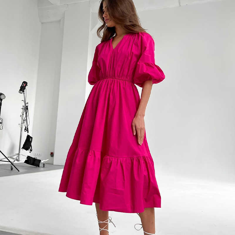 Casual Dresses New Womens Summer Mid Length Dress Solid Color Puff Half Sleeve VNeck Elastic Waist Fashion Dress Club Street Style Hot S M Z0216, Green
Casual Dresses New Womens Summer Mid Length Dress Solid Color Puff Half Sleeve VNeck Elastic Waist Fashion Dress Club Street Style Hot S M Z0216, Green