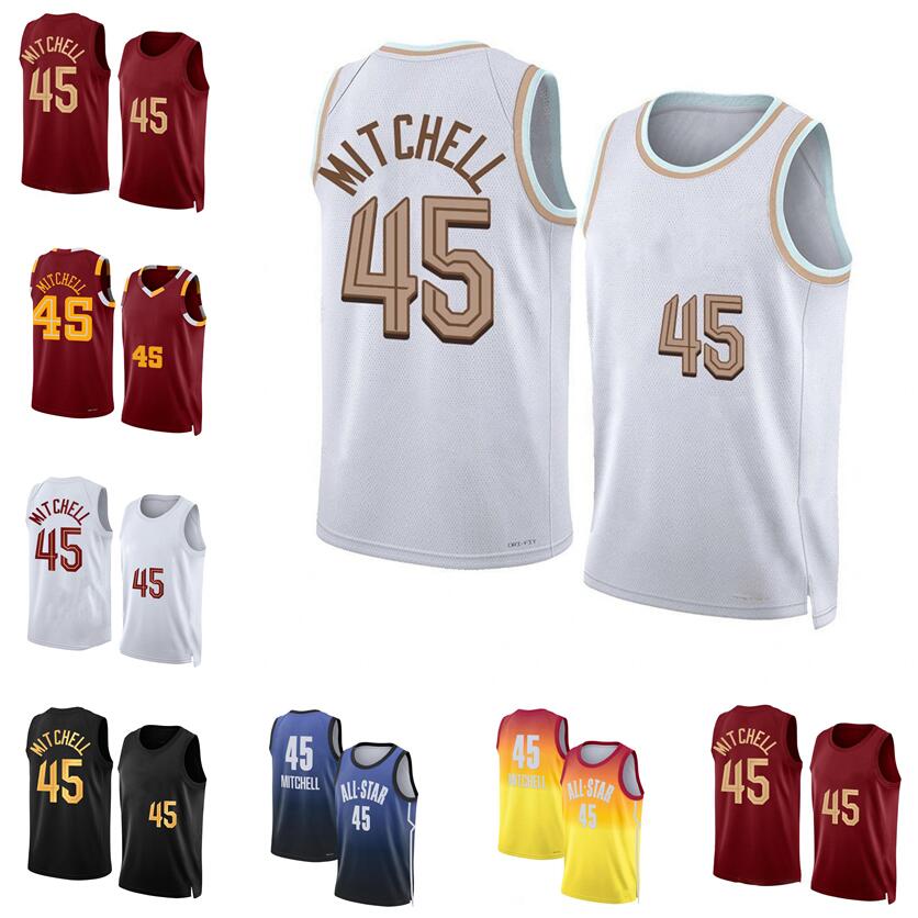 Donovan Mitchell Basketball Jersey Evan Mobley Darius Garland 2022-23 blue white black men women youth S-XXL city jerseys 45 10 4