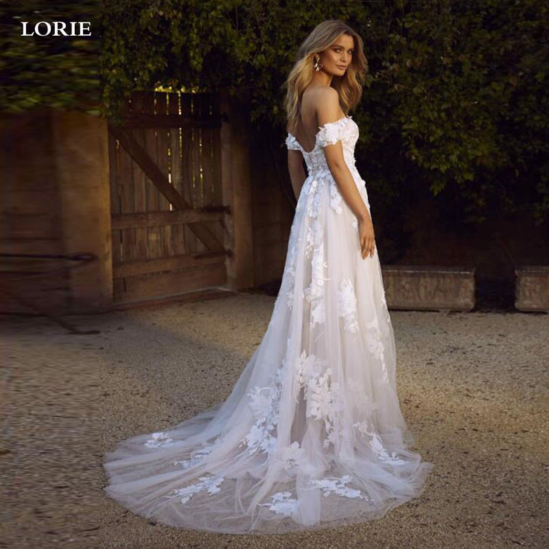 Party Dresses LORIE Boho Wedding Dress off The Shoulder Vintage Lace Appliques Bride Dresses Vestido De Novia Custom Made 230217