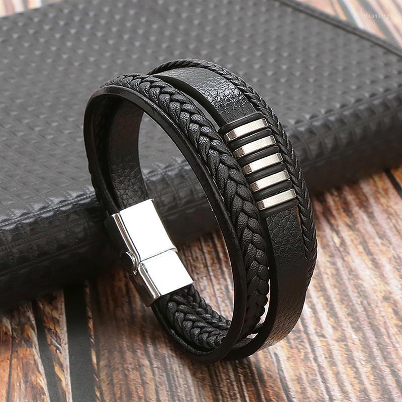 Charm Bracelets Fashion Stainless Steel Magnetic Men Bracelet Leather Braided Punk Rock Mutilayer Bangles Jewelry Accessories For Gift
Charm Bracelets Fashion Stainless Steel Magnetic Men Bracelet Leather Braided Punk Rock Mutilayer Bangles Jewelry Accessories For Gift