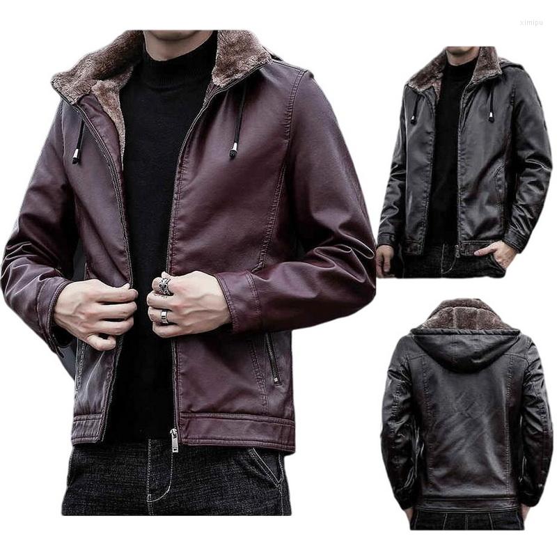 Men's Fur Men Leather Hoodie Jacket Autumn Winter Fleece Coat Lapel Hooded PU Outwear, Auburn
Men's Fur Men Leather Hoodie Jacket Autumn Winter Fleece Coat Lapel Hooded PU Outwear, Auburn