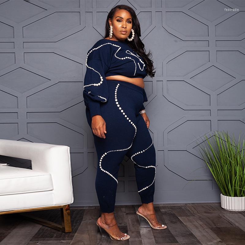 Tracksuits 2 Piece Sets Womens Outfits Long Sleeve Crop Top Femme Knitted Set With Pearls Plus Size Sexy Wholesale Drop, Navy blue
Tracksuits 2 Piece Sets Womens Outfits Long Sleeve Crop Top Femme Knitted Set With Pearls Plus Size Sexy Wholesale Drop, Navy blue