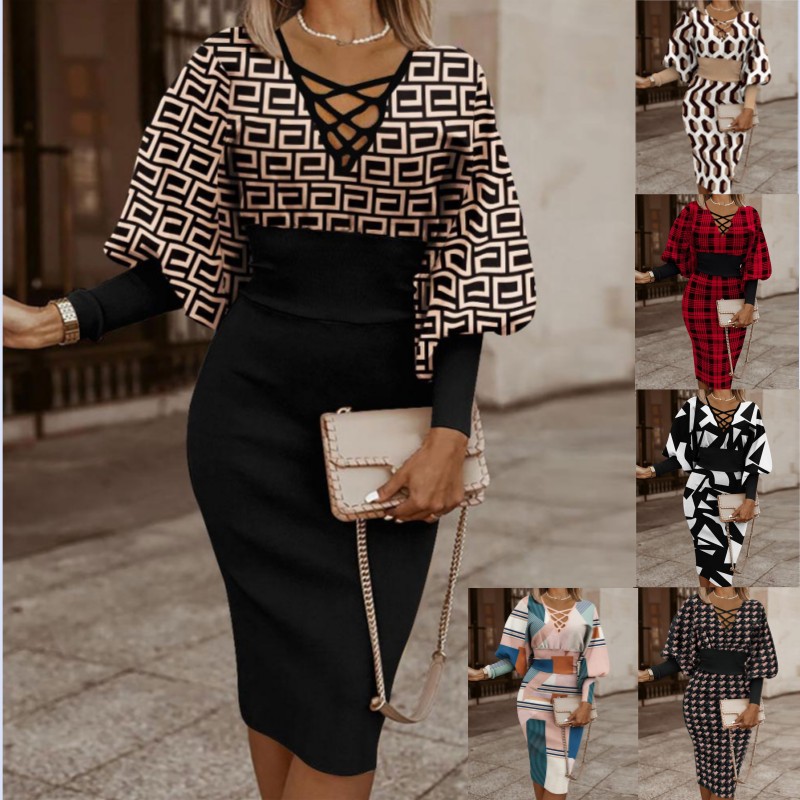 2023 new Casual Dresses Fashion printed waistband V-neck long-sleeved dress stand collar Temperament commuter pullover elegant mid-waist skirt, #3
2023 new Casual Dresses Fashion printed waistband V-neck long-sleeved dress stand collar Temperament commuter pullover elegant mid-waist skirt, #3